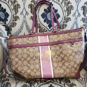 Coach purple Heritahe Strip diaper bag
